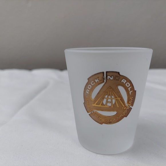 Rock and Roll Hall of Fame Museum Frosted & Gold Souvenir Shot Glass 1998 VTHF - Picture 2 of 8